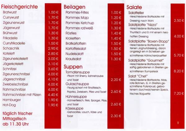 Das Angebot Stand April 2002