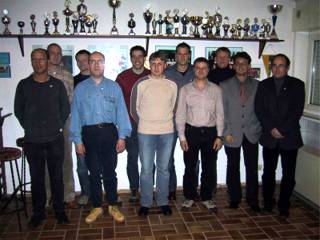RWA-Ehrungen 25 Jahre: von links: Dirk Voss, Thorsten Thöne, Gerd Meyer, Klaus Voss, Thomas Drescher, Gerd Meyer, Dirk Thöne, Dietmar Ahrens, Christoph Becker, 1. Vors. Uwe Stork, 2. Vors. Rainer Marschel