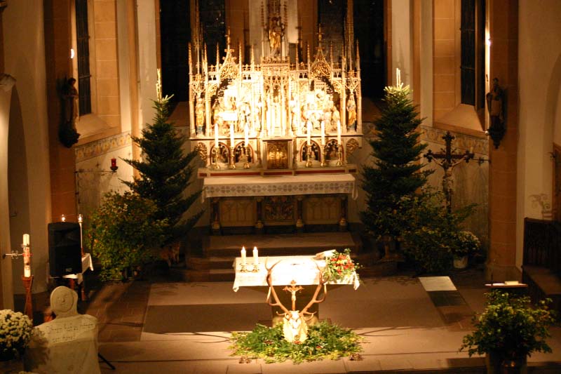 Pastor Bischof griff in seiner Predigt das Wirken von Sankt Hubertus von Lüttich (von Tongern-Maastricht) auf. Er erläuterte wie der ehemalige Pfalzgraf seinen Glauben gefunden hatte und später als Bischof umsichtig und milde wirkte.