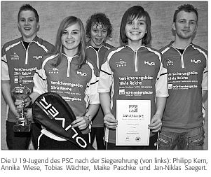 <p>Die U 19-Jugend des PSC nach der Siegerehrung (von links): Philipp Kern, Annika Wiese, Tobias Wächter, Maike Paschke und Jan-Niklas Saegert.</p>