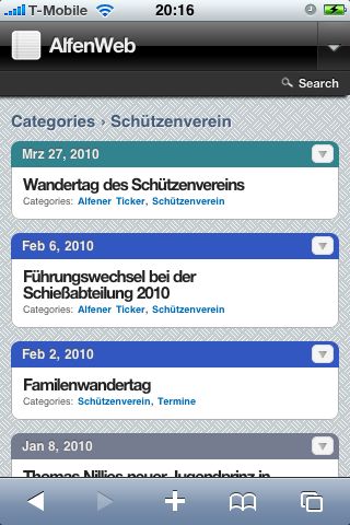 <p>Die Artikel der Vereine werden übersichtlich angezeigt</p>